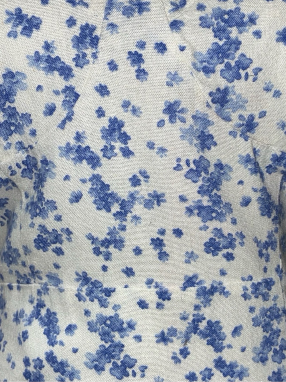 Forever 21 Linen Blend Floral Slip Style Midi Dress Tie-Shoulder Blue & White - Picture 3 of 5